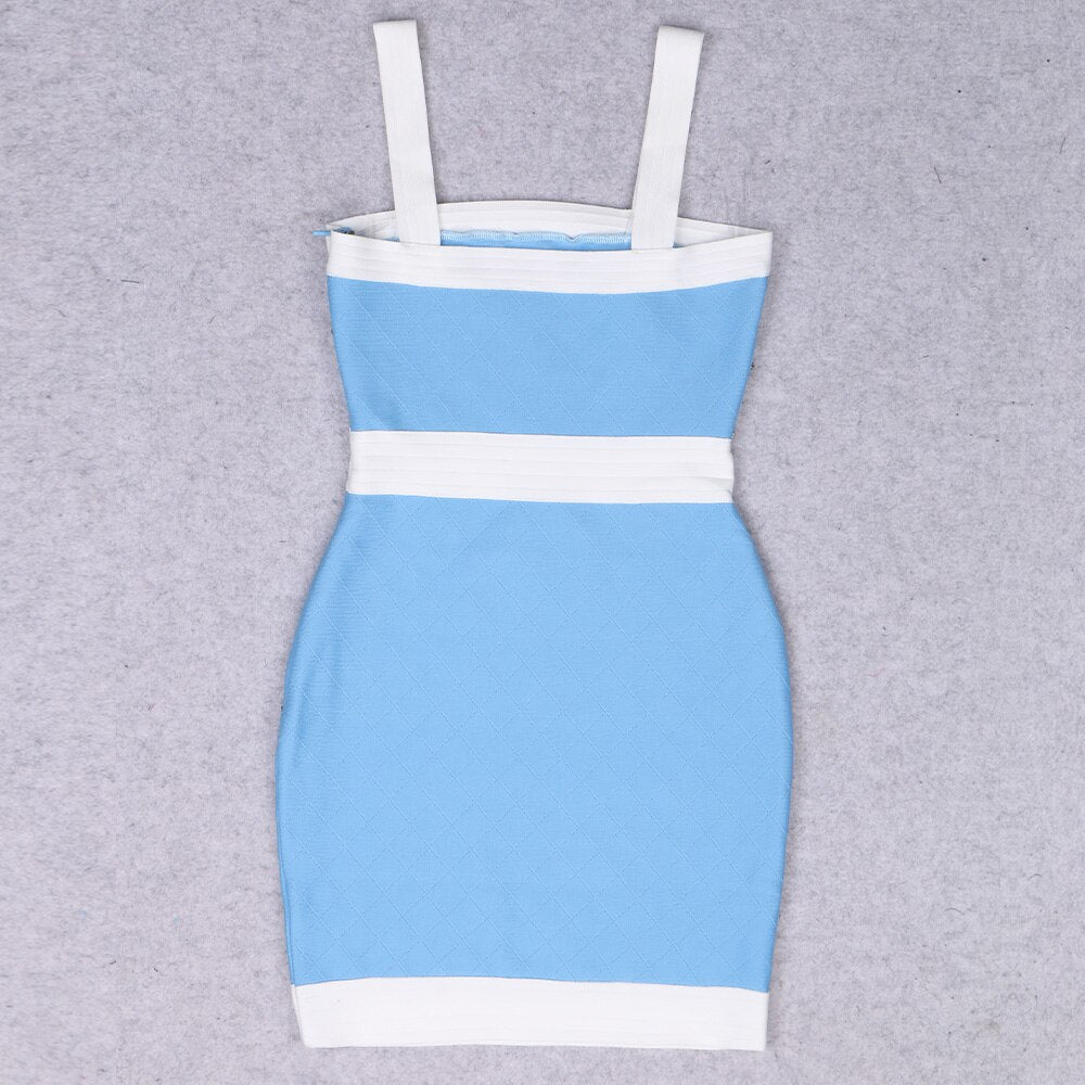 JUNE LIPS Mini Bandage Dress Summer Women Fashion Crystal Trim Bodycon Dress 2023Sexy Spaghetti Strap Club Party Dress Birthday