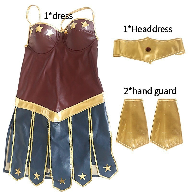 Wonder Woman Costumi Cosplay Adulto Justice League Super Hero Costume Di Halloween di Natale Sexy Delle Donne del Vestito Operato Diana Cosplay