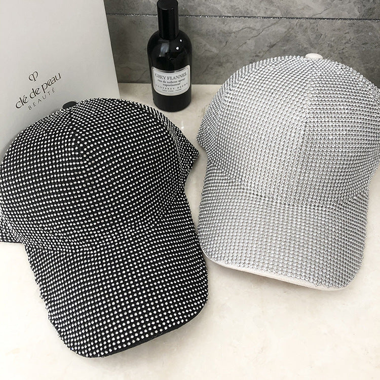 New Full Diamond Baseball Cap Rhinestone Cap Hand-Encrusted Peaked Cap Trend Sunshade Sunscreen Cap