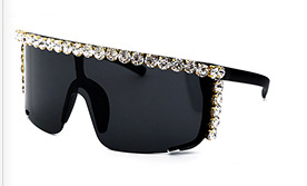 Large Frame Colorful Rhinestone Sunglasses European And American Popular Personality Trend Goggles