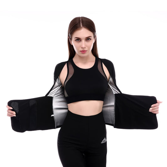 Women short sleeve sport sweating clothes yoga sauna bodybuilding vest slimming waist cincher corset exercise jacket #ST2145