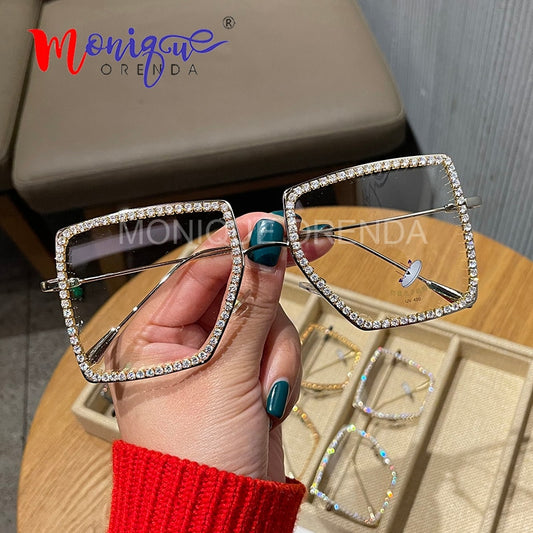 Women Sunglasses Vintage clear lens glasses ladies luxury rhinestone eyeglasses men optical Shades