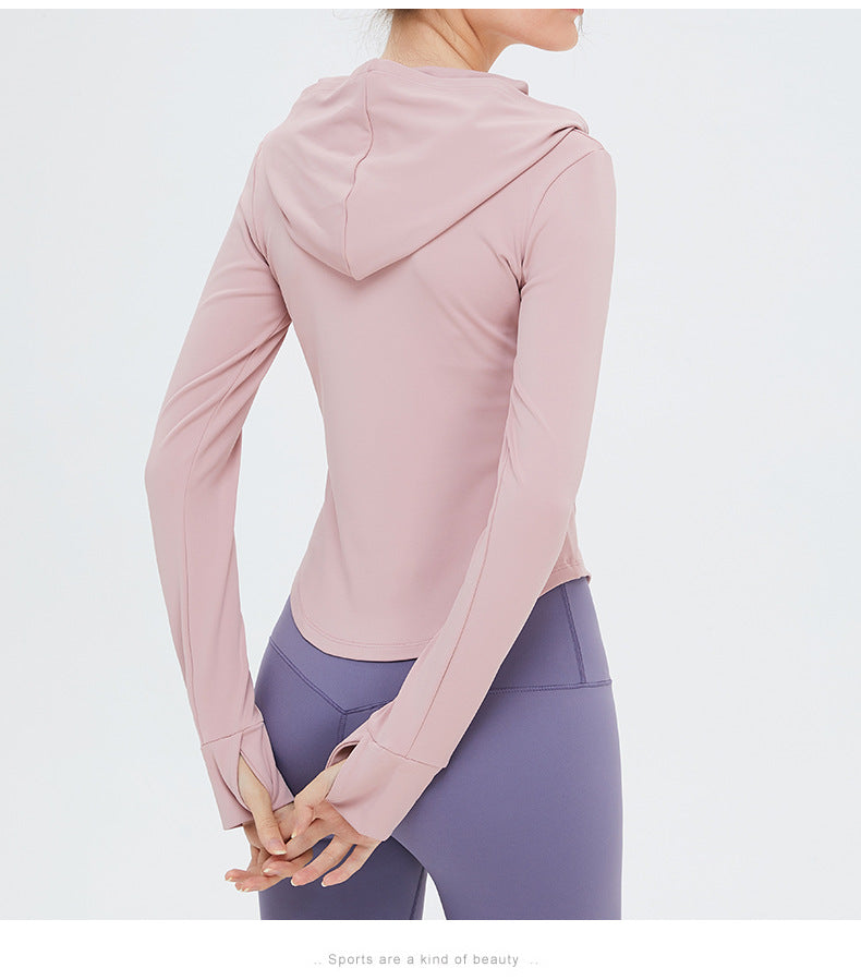 New Nude Yoga Jacket Hooded Sports Top Zipper Sleeveless Sports Jacket Women's Fitness Clothes