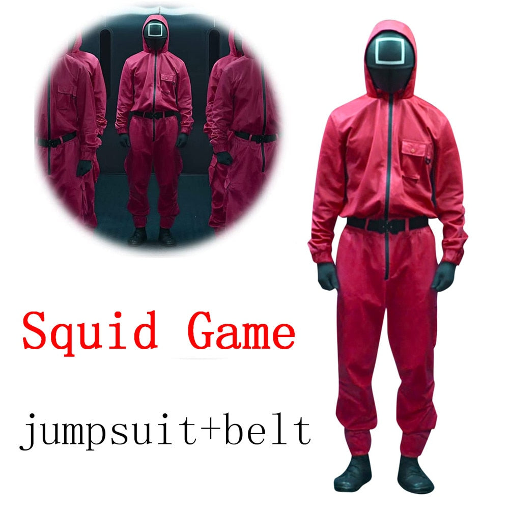 Squid Game Villain Red Jumpsuit Cosplay Costume Halloween Party Round Six For Men And Women Cos Disguise Korean Drama Costume