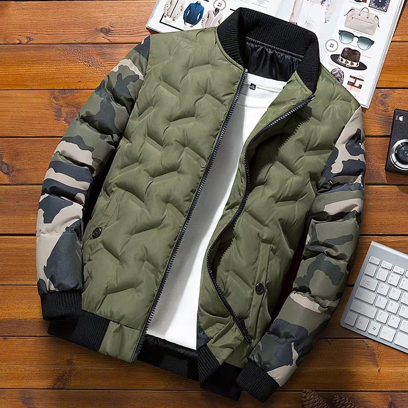 Men's Winter Korean Men's Baseball Jacket Down Cotton Jacket New Thickened Trend Cotton Coat