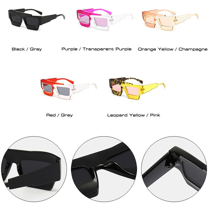 Fashion Irregular Square Sunglasses Women Retro Trending Double Color Eyewear Shades UV400 Men Purple Pink Sun Glasses