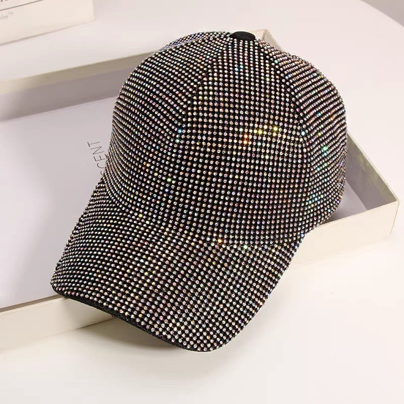 New Full Diamond Baseball Cap Rhinestone Cap Hand-Encrusted Peaked Cap Trend Sunshade Sunscreen Cap