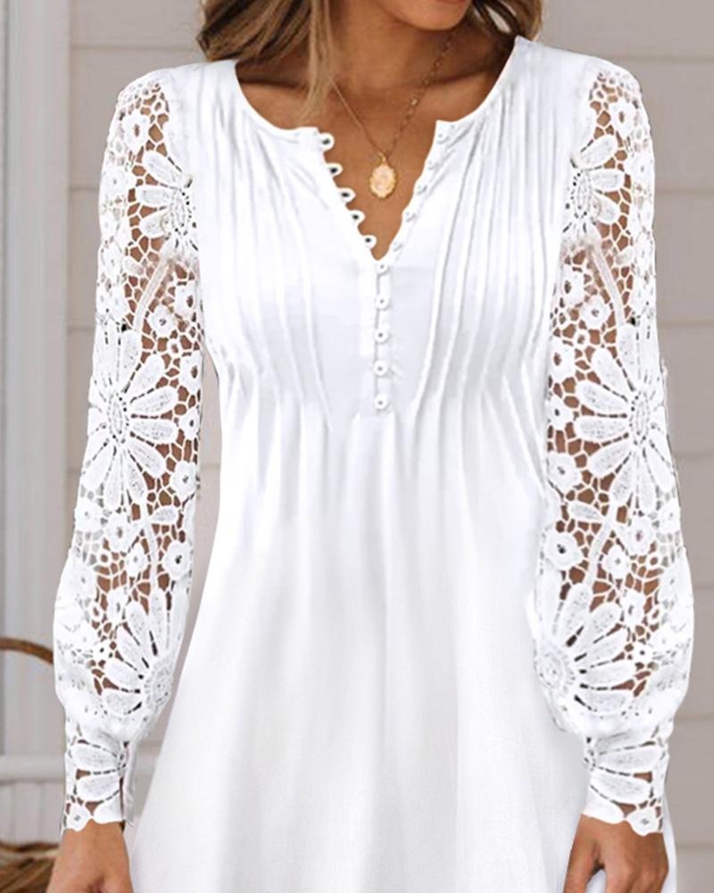 Women's New Fashion European and American Lace Long Sleeve Dress