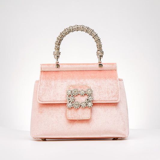 Metal Top handle Velvet handbags For Women Designer Chic Rhinestone Purses And Handbags High Quality Boutique Crossbody Bag