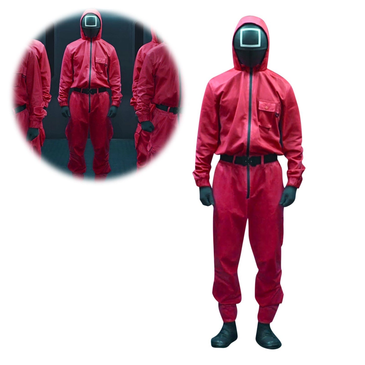 Squid Game Villain Red Jumpsuit Cosplay Costume Halloween Party Round Six For Men And Women Cos Disguise Korean Drama Costume