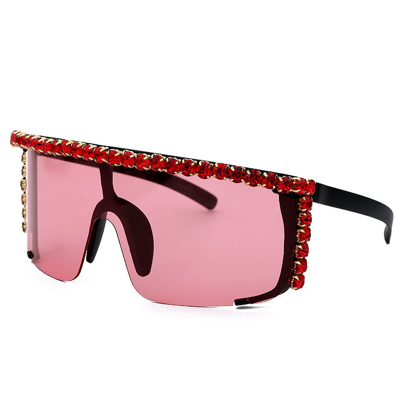 Large Frame Colorful Rhinestone Sunglasses European And American Popular Personality Trend Goggles