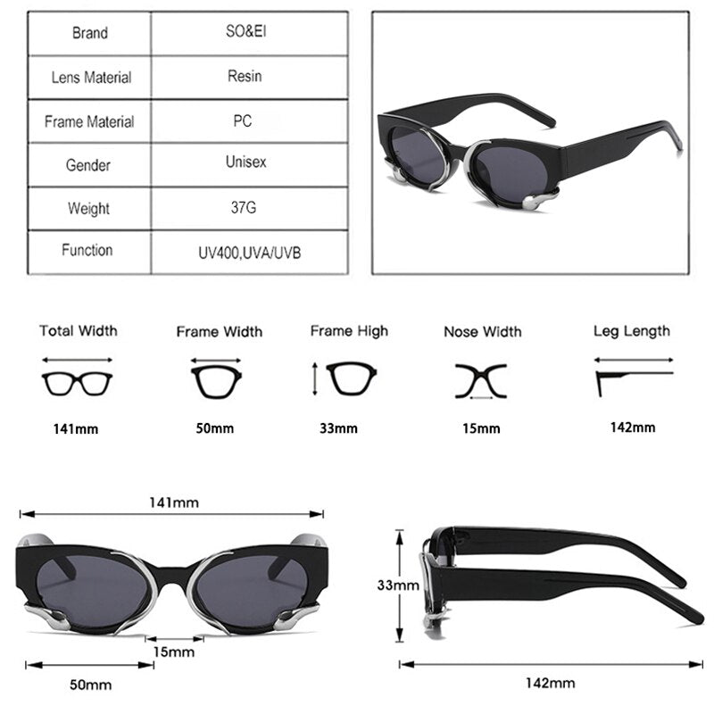 Retro Unique Cat Eye Women Luxury Sunglasses Fashion Brand Designer Jelly Color Eyewear Men Punk Sun Glasses Shades UV400