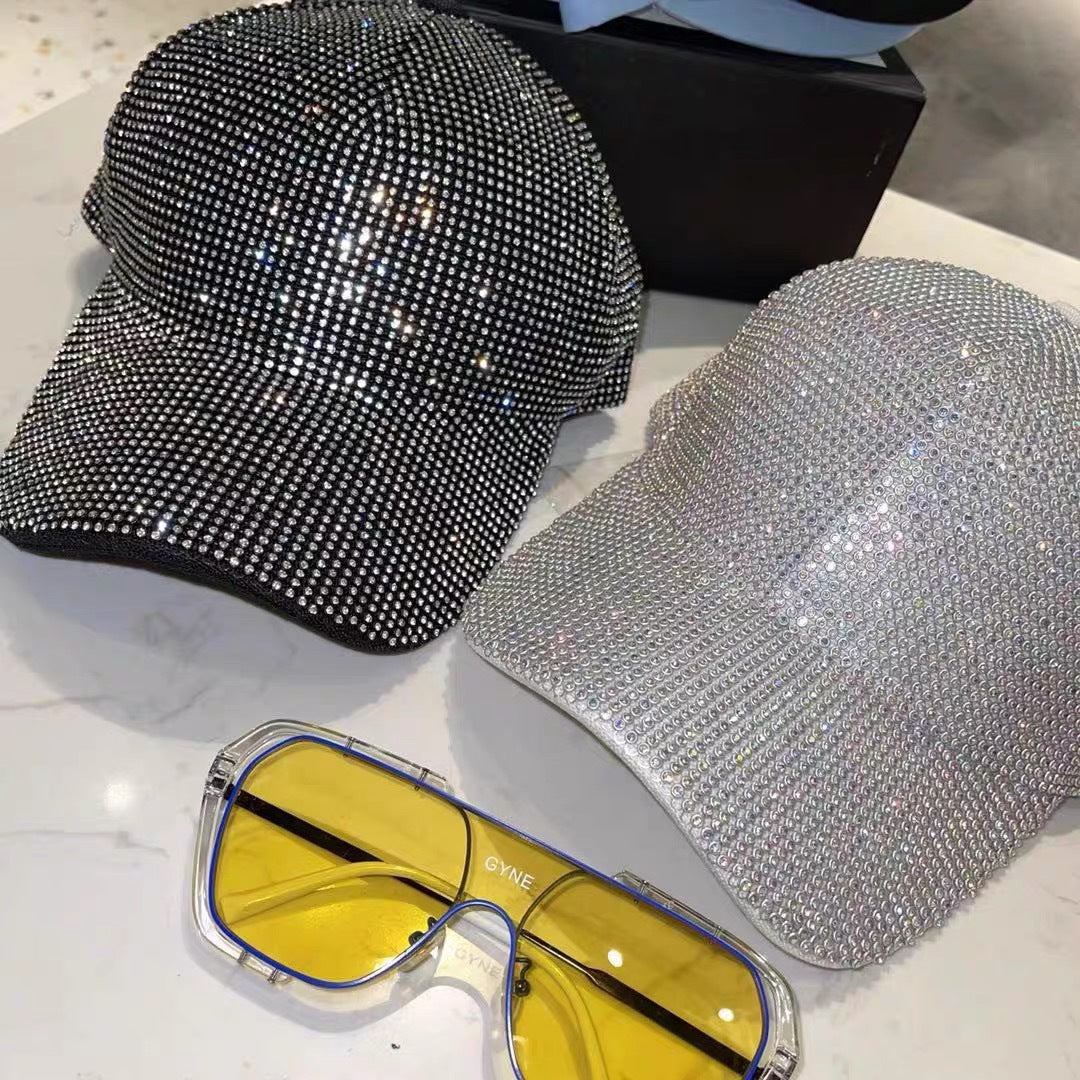 New Full Diamond Baseball Cap Rhinestone Cap Hand-Encrusted Peaked Cap Trend Sunshade Sunscreen Cap