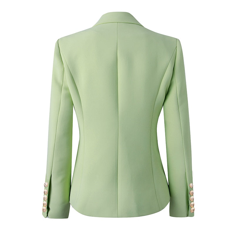 New Candy Color Mint Women Jacket Quality Double Breasted Bodycon Fall Lady Blazer