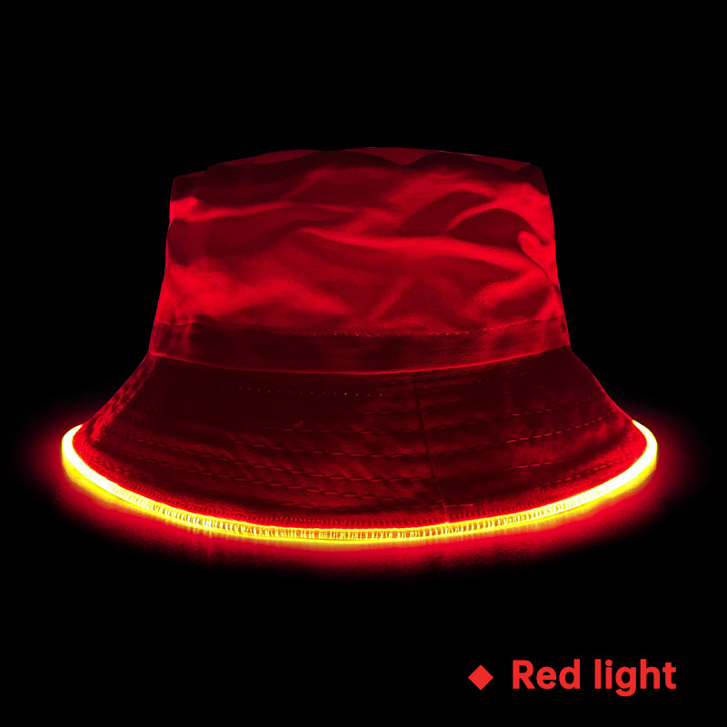 Outdoor Leisure Fishing Naked Sun Hat Tourism Sun Hat Led Light Fiber Luminous Bucket Hat