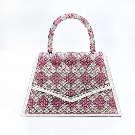 Colorful Rhinestone Bag New Portable Small Square Bag Crocodile Pattern Messenger Diamond Bag