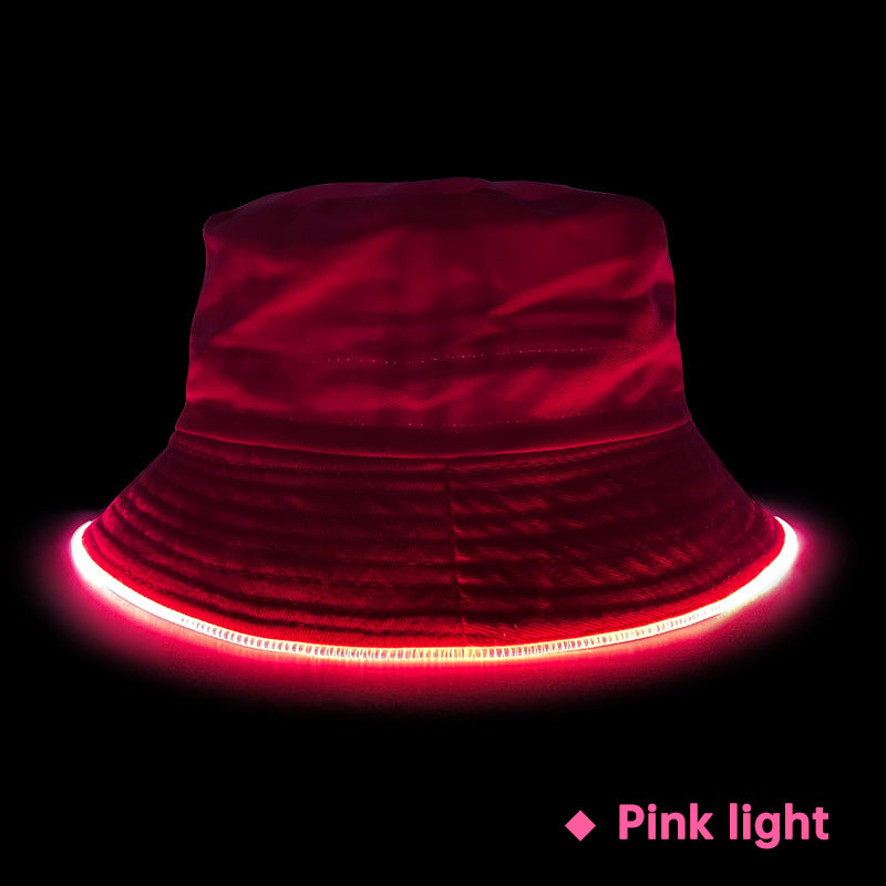 Outdoor Leisure Fishing Naked Sun Hat Tourism Sun Hat Led Light Fiber Luminous Bucket Hat