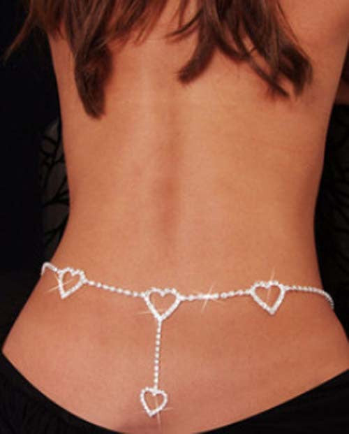 Sexy Glittery Silver Rhinestone Crystal Body Chain Belly Waist Lower Back Chain Belly Chain For Belly Dance Summer Jewelry