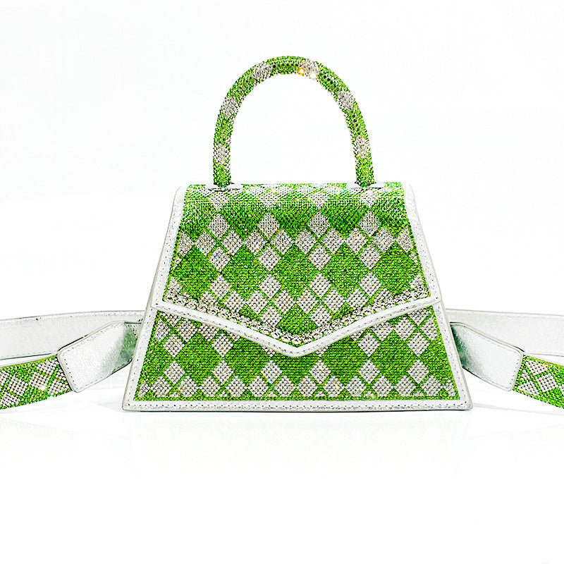 Colorful Rhinestone Bag New Portable Small Square Bag Crocodile Pattern Messenger Diamond Bag