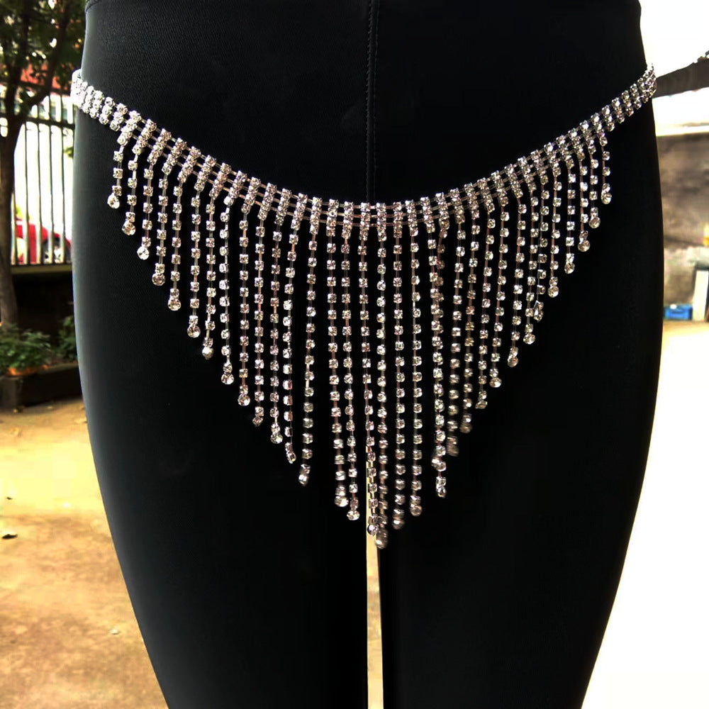 Creative Rhinestone Body Chain Set New Fashion Personality Sexy Shiny Tassel Nightclub Clothing