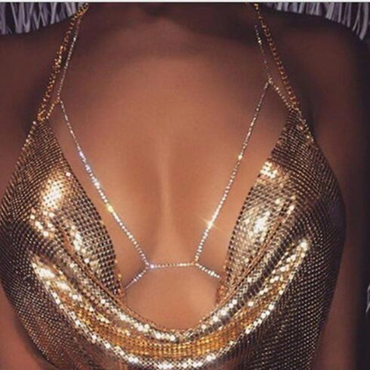 Sexy Crystal body chain women Rhinestone body bra Harness Sparkle Summer Beach Bralette Bikini Chain Body Jewelry
