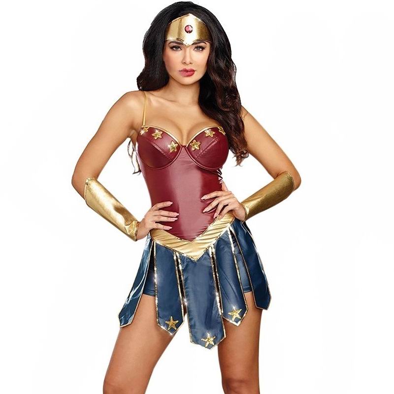 Wonder Woman Costumi Cosplay Adulto Justice League Super Hero Costume Di Halloween di Natale Sexy Delle Donne del Vestito Operato Diana Cosplay