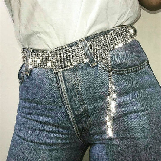 Rhinestone waist chain full of diamonds eight rows fashion all-match ladies belt personality jeans belt women