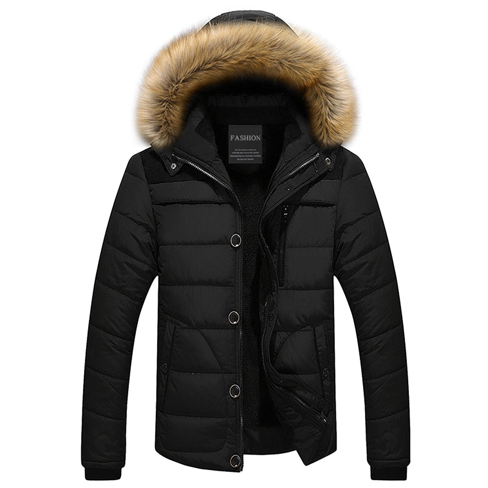 Faux Fur Trim Hooded Puffer Jacket