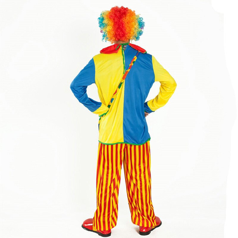 Halloween Cosplay Costume Circus Performance Clown Costume Adult buffoon Masquerade Carnival Family Party Dress Top+Pants+Bag