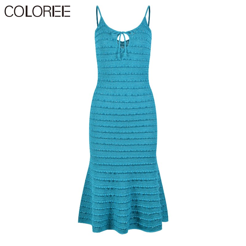 Runway Designer Summer Clothes for Women Elegant V-neck Blue Knitted Cardigan+midi Dress Sets 2 Piece Sets Womens Outfit