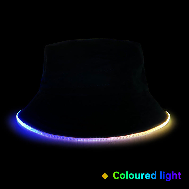 Outdoor Leisure Fishing Naked Sun Hat Tourism Sun Hat Led Light Fiber Luminous Bucket Hat