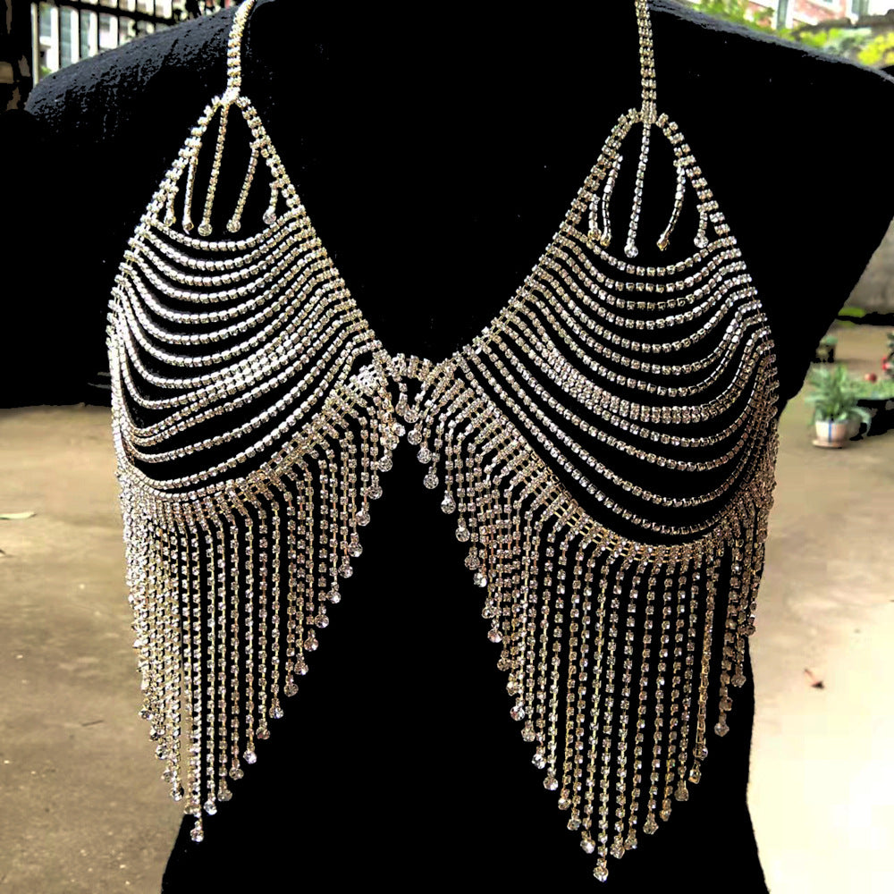 Creative Rhinestone Body Chain Set New Fashion Personality Sexy Shiny Tassel Nightclub Clothing