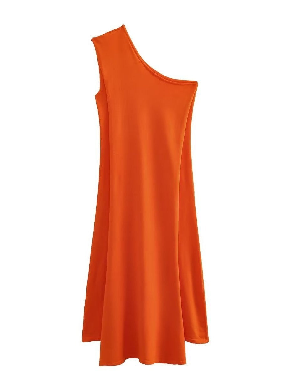 Single Shoulder Sleeveless Knitted Slim Fit Dress - Summer Fashion