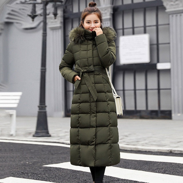 Slim Women Winter Jacket Cotton Padded Warm Thicken Ladies Coat Long Coats Parka Womens Jackets