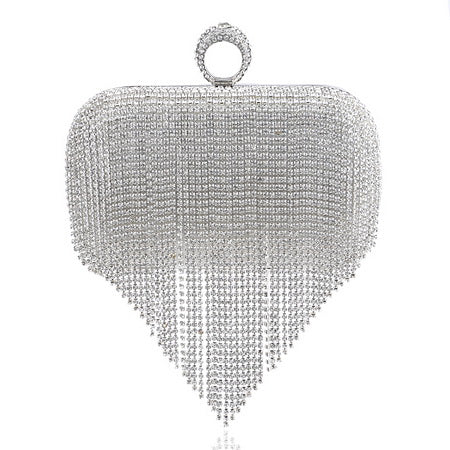 Tassel Rhinestone Evening Bag, Diamond Handbag Wedding Handbags Women Day Clutch, Mini Purse With Chain