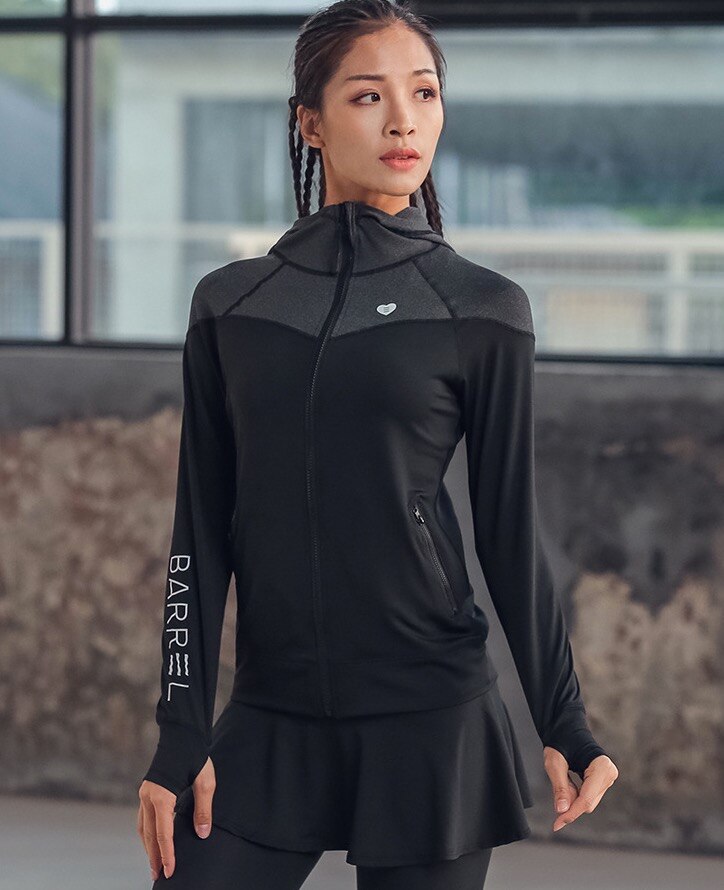 FE531 Hooded Women Running Jacket Thumb Hole Yoga Jacket Zipper Jacket Fitness Clothing Top Sport Gym Sportswear Sweatshirt