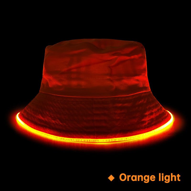 Outdoor Leisure Fishing Naked Sun Hat Tourism Sun Hat Led Light Fiber Luminous Bucket Hat