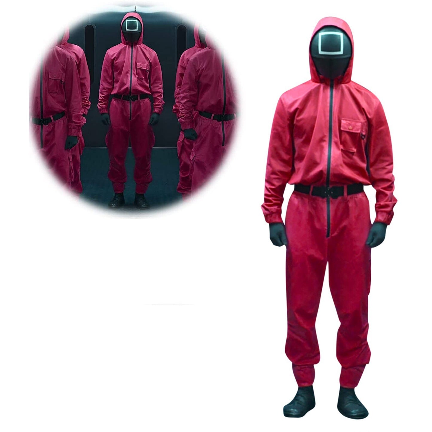 Squid Game Villain Red Jumpsuit Cosplay Costume Halloween Party Round Six For Men And Women Cos Disguise Korean Drama Costume