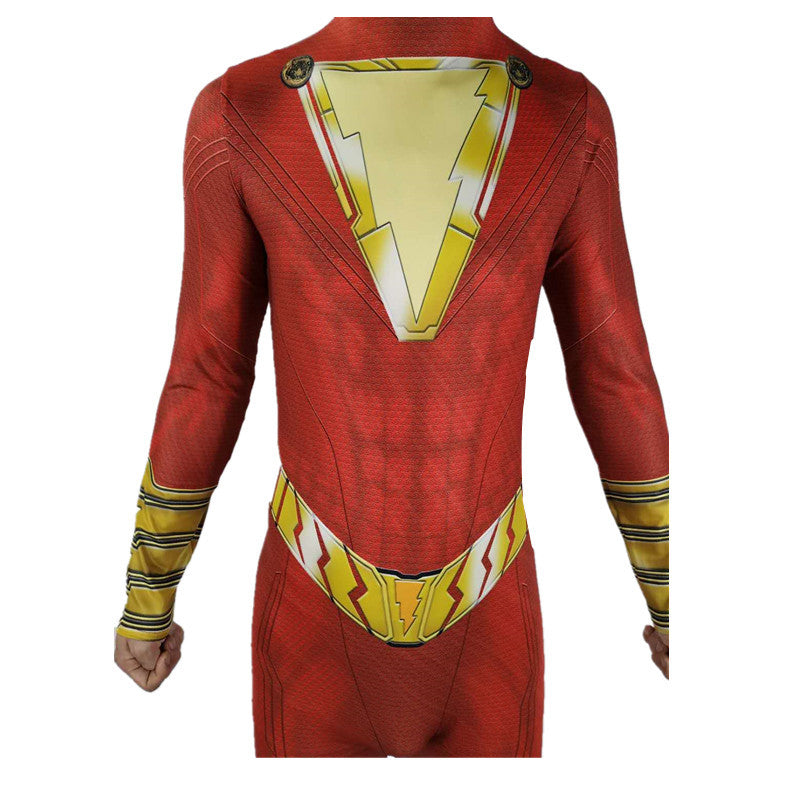 Golden Thunder Shazam Bodysuit Halloween Costume COS Fantastic Captain Billy Batson Battlesuit