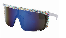 Large Frame Colorful Rhinestone Sunglasses European And American Popular Personality Trend Goggles