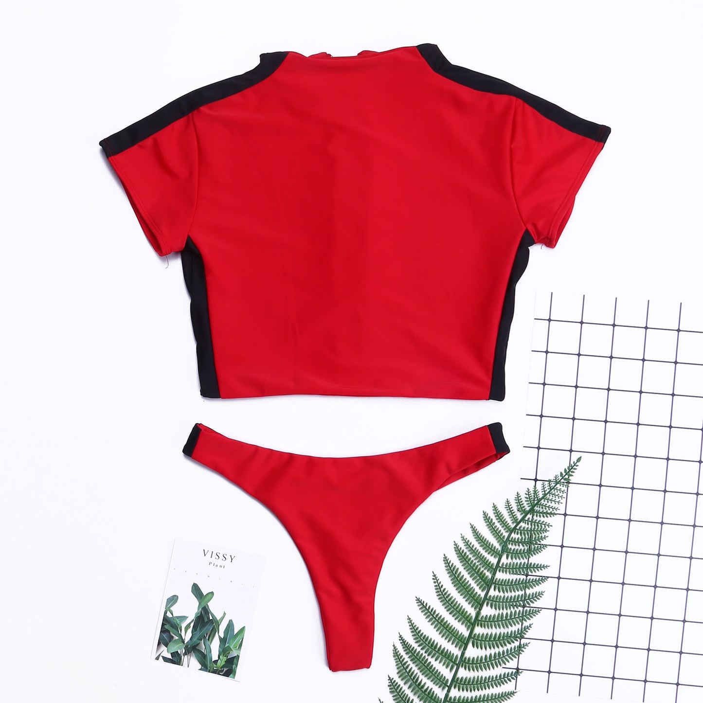 Summer Sexy Women Two-Piece Swimsuit Beachwear Swimwear Female Short Sleeve Zip Up Bikini Sets Bathing Suits Swimwears Costume