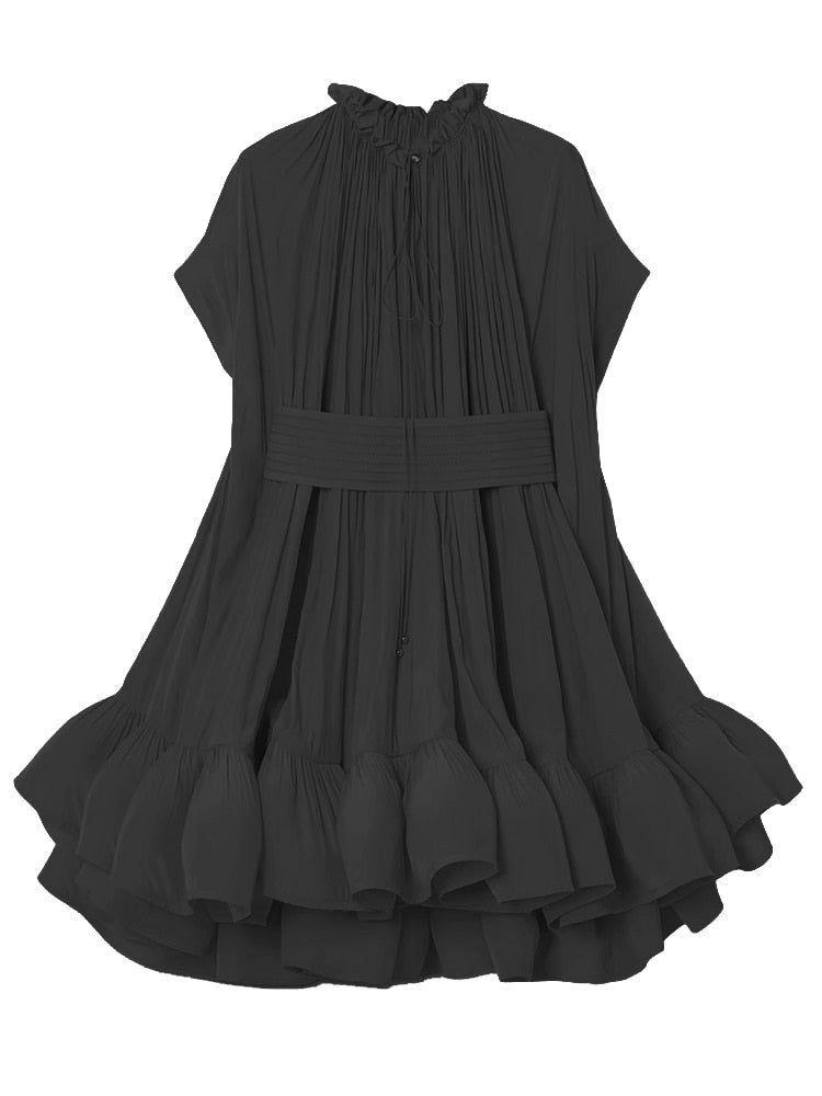 Asymmetrical Pleated A-Line Female Summer Dress