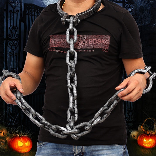 Halloween Props Chain Handcuffs Cosplay Prisoners Dress Up Handcuff Wrist Shackles Tooks Costume Party Trick Props Supplies