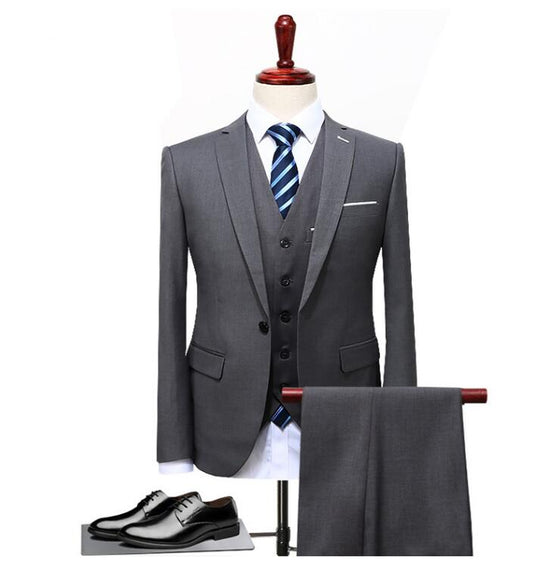 Suits Wedding Groom Plus Size 4XL 3 Pieces(Jacket+Vest+Pant) Slim Fit Casual Tuxedo Suit Male