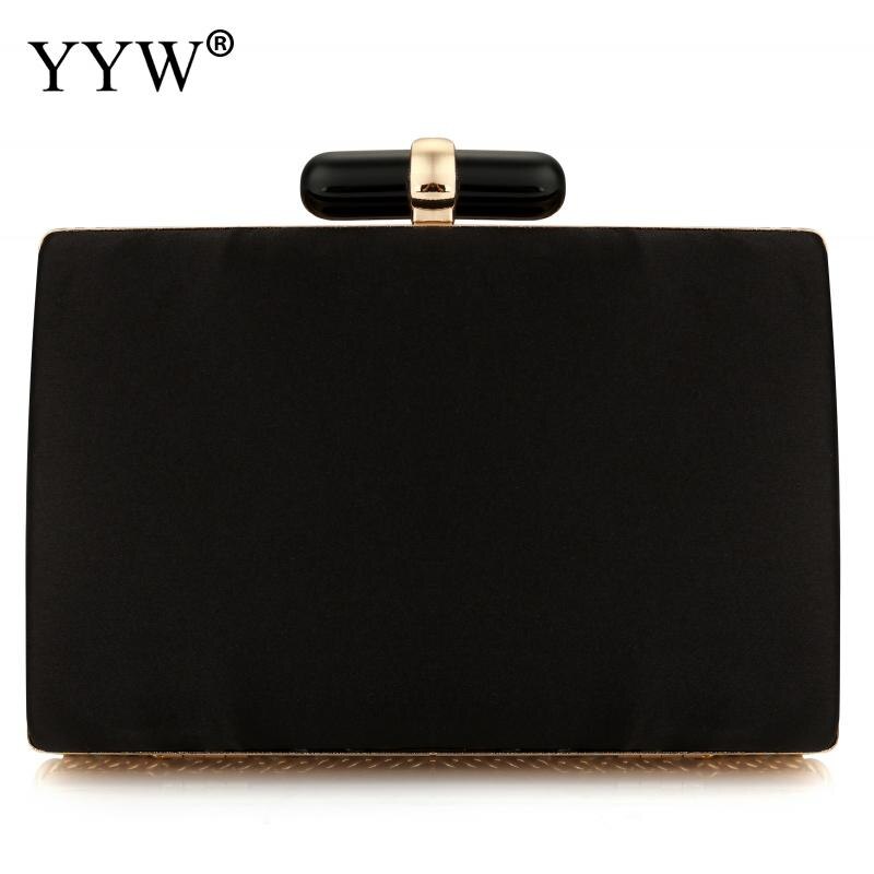 Black Satin Clutch Bag Bohemia Style Rhinestone Cocktail Party Prom Female Clutch Chic Chain Classic Boxy Shape Designer Clutch