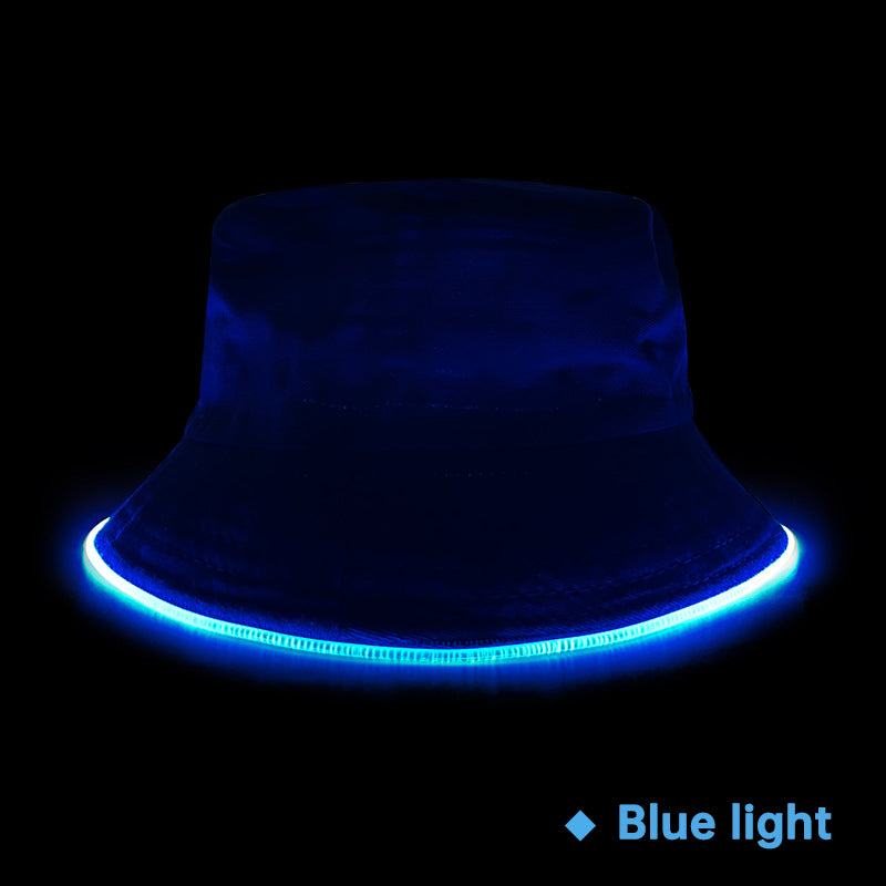 Outdoor Leisure Fishing Naked Sun Hat Tourism Sun Hat Led Light Fiber Luminous Bucket Hat