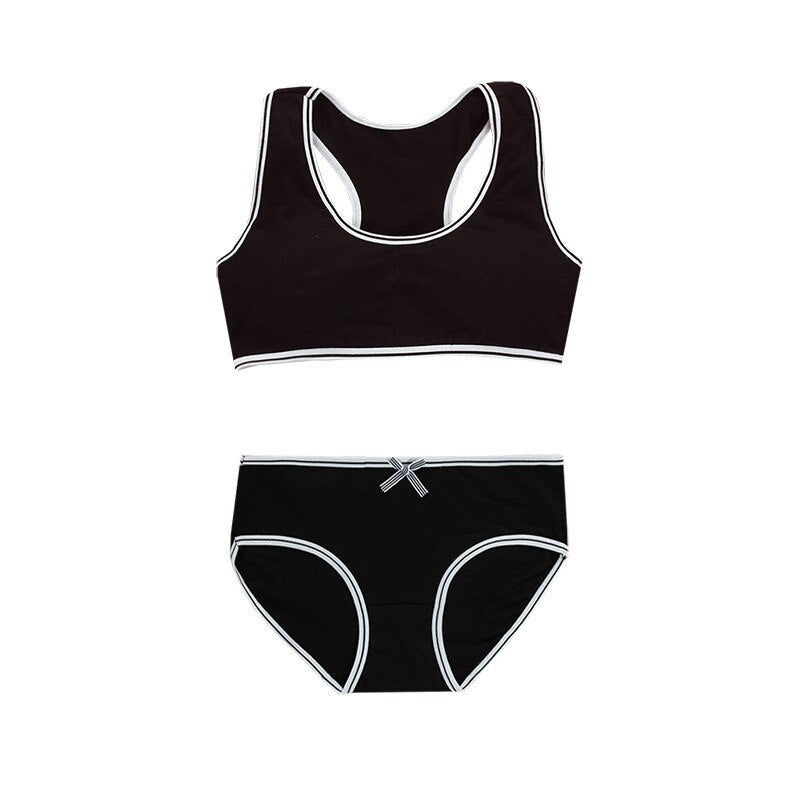 Student Girl Bra Underwear Set Without Steel Ring Cotton Puberty Vest Sports Underwear Teenage Girls Top