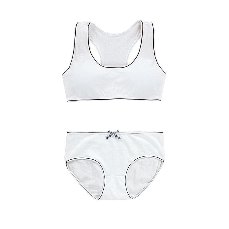 Student Girl Bra Underwear Set Without Steel Ring Cotton Puberty Vest Sports Underwear Teenage Girls Top