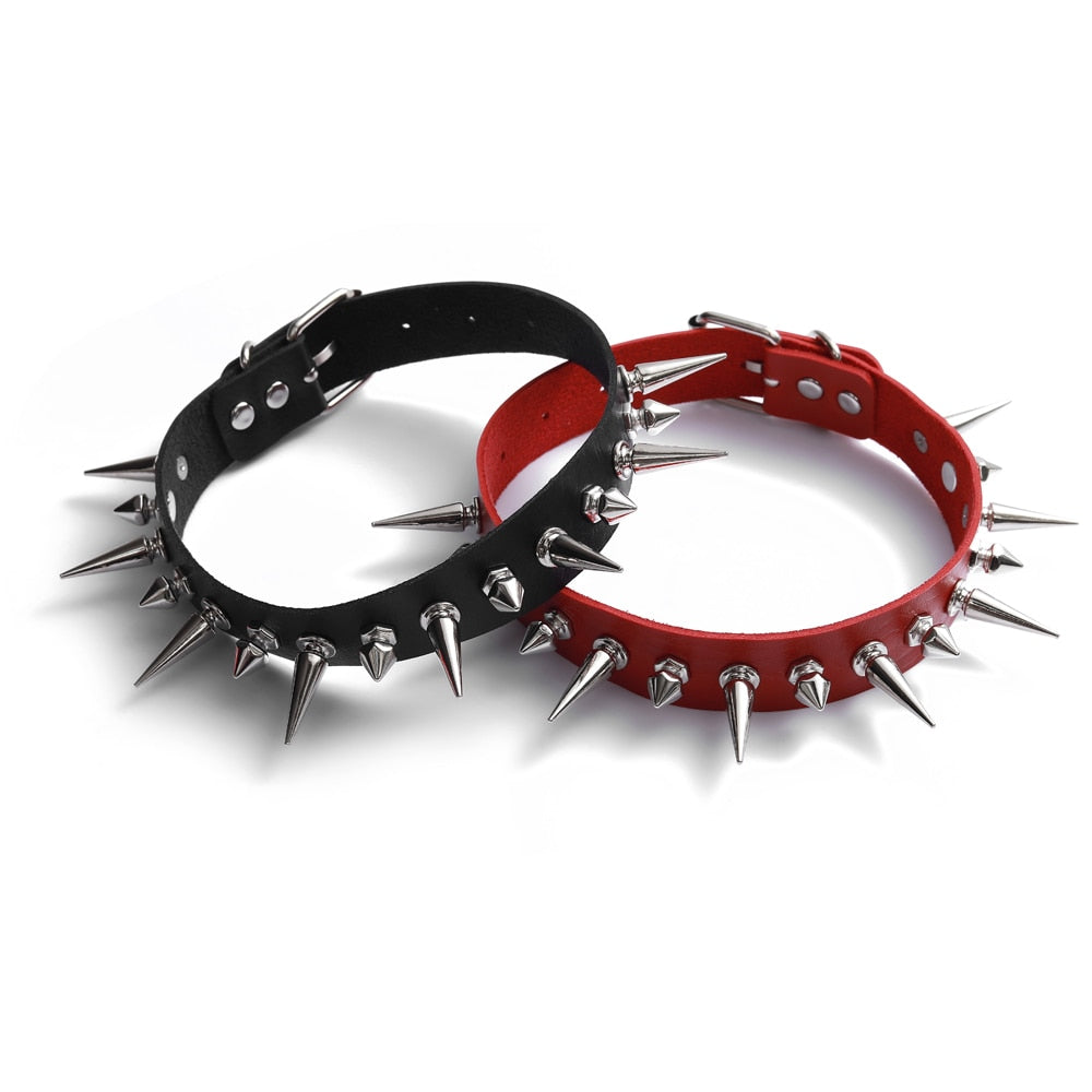 Emo Spike Choker Punk Collar Goth Necklace Fashion Vegan Leather Belt Chocker  Accessories Harajuku Gothic  Jewelry Halloween