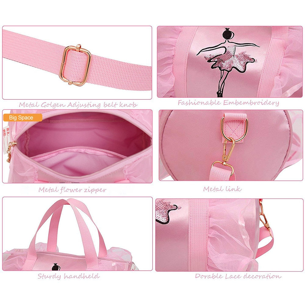 Ballet Dance Bags Pink  Girls Sports Dance Kids Backpack Baby Barrels Package Bag Costume Clothes Shoes Dress  Handbag